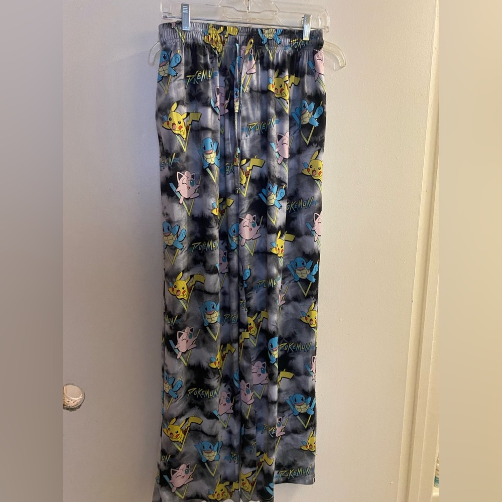 Women’s Pokemon Lounge Sleep Pants M Medium Waist 30” 32” 34” Gray Yellow Blue